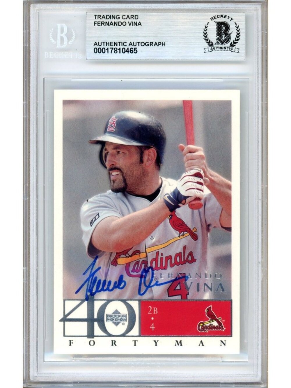 Fernando Vina Signed 2003 Upper Deck 40-Man #440 Cardinals Beckett BAS Slabbed